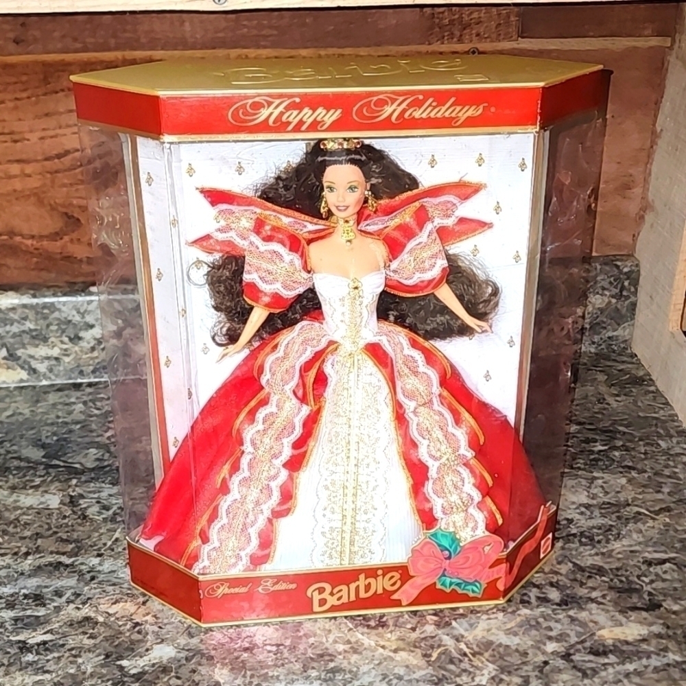 1997 Mattel Happy Holidays, 10th Anniversary Barbie New In Box